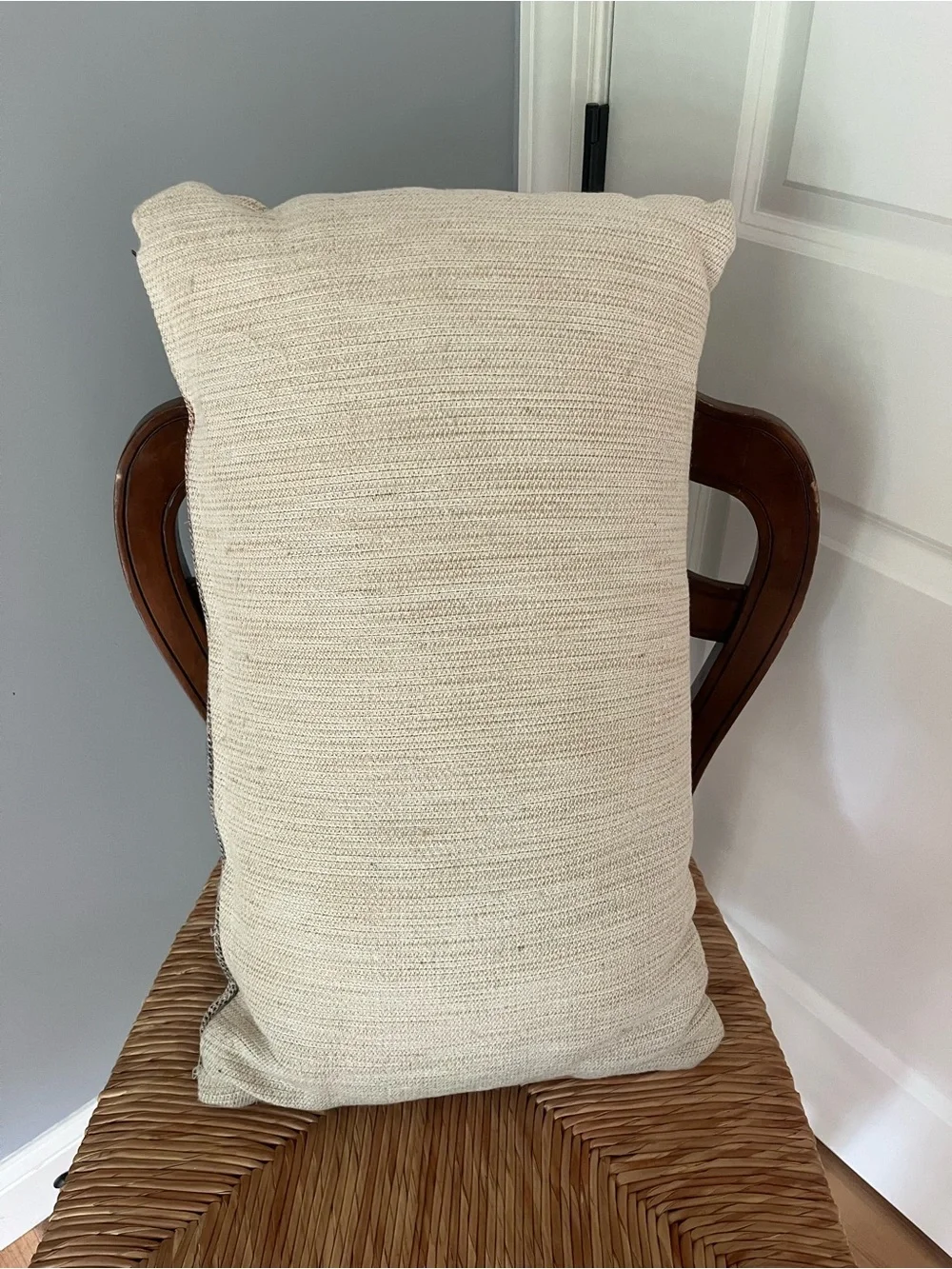 Boho Peach and Gray Decorative India Lumbar Pillow - Unbranded